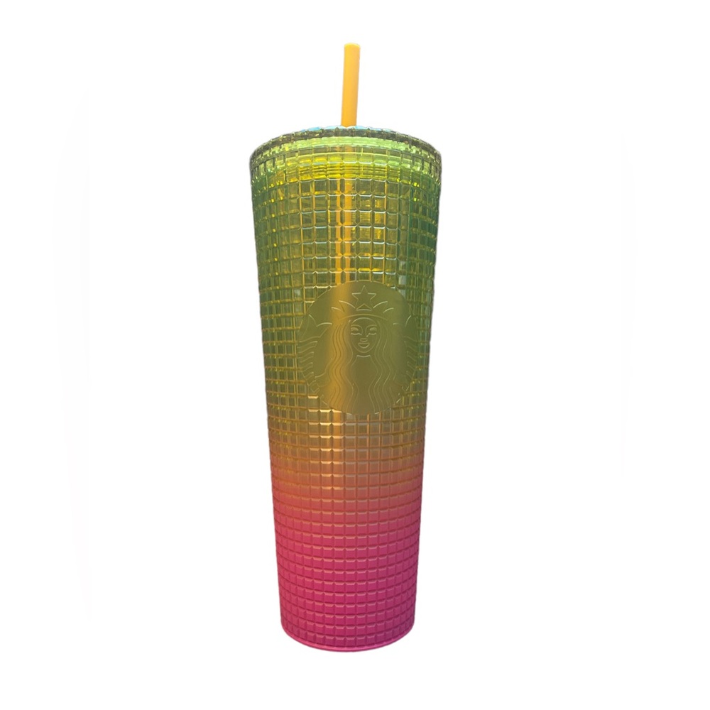 Starbucks Lemon Prism Spray Pink Gradient Ombre Summer 2022 Venti Tumbler 24 oz